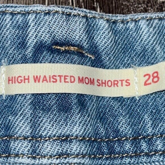 Levis Premium High Rise Denim Shorts Womens 28 Med Blue 2 Button High Waist - Picture 2 of 3